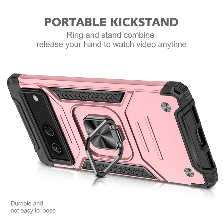 For Google Pixel 7 Magnetic Armor Shockproof TPU + PC Phone Case with Metal Ring Holder
