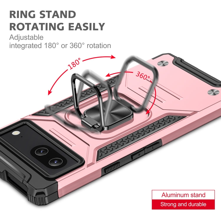 For Google Pixel 7 Magnetic Armor Shockproof TPU + PC Phone Case with Metal Ring Holder