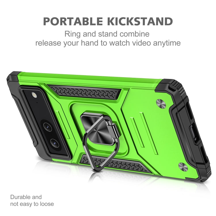 For Google Pixel 7 Magnetic Armor Shockproof TPU + PC Phone Case with Metal Ring Holder