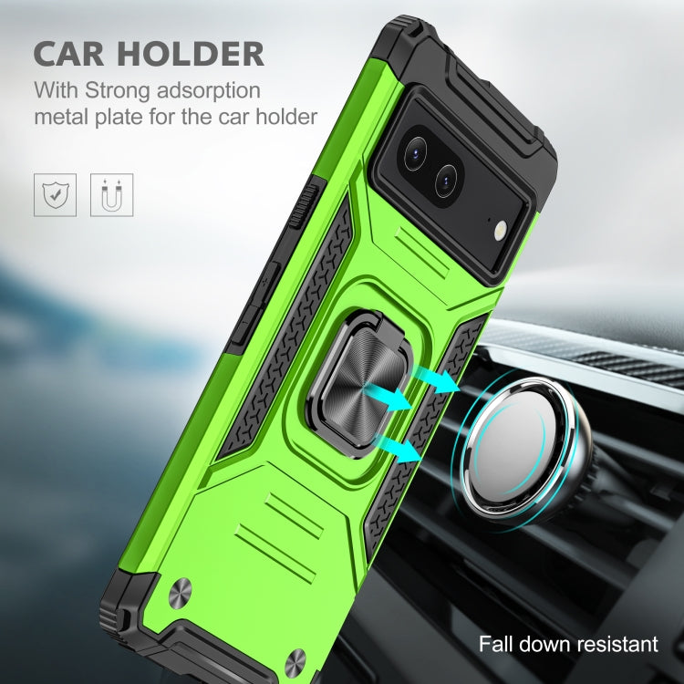 For Google Pixel 7 Magnetic Armor Shockproof TPU + PC Phone Case with Metal Ring Holder