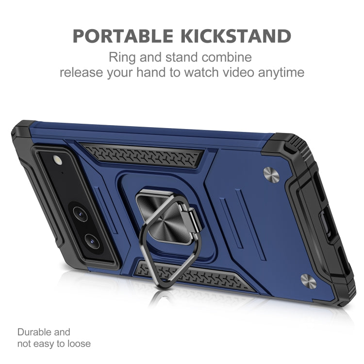 For Google Pixel 7 Magnetic Armor Shockproof TPU + PC Phone Case with Metal Ring Holder