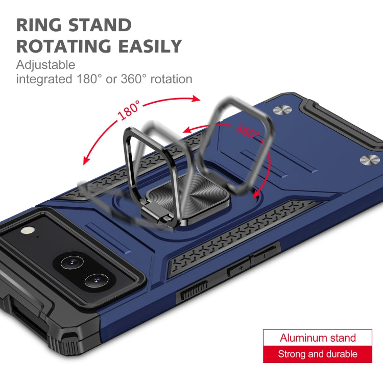 For Google Pixel 7 Magnetic Armor Shockproof TPU + PC Phone Case with Metal Ring Holder