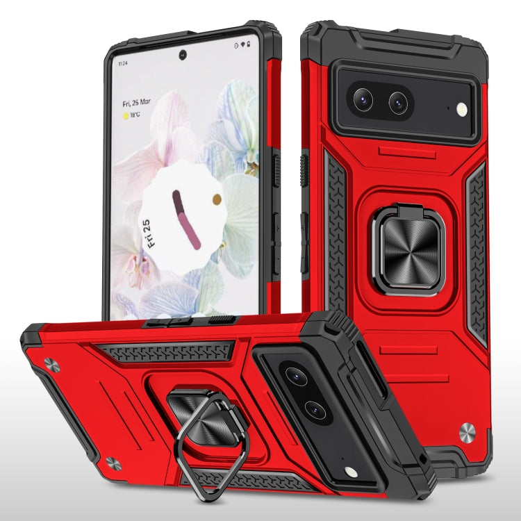 For Google Pixel 7 Magnetic Armor Shockproof TPU + PC Phone Case with Metal Ring Holder