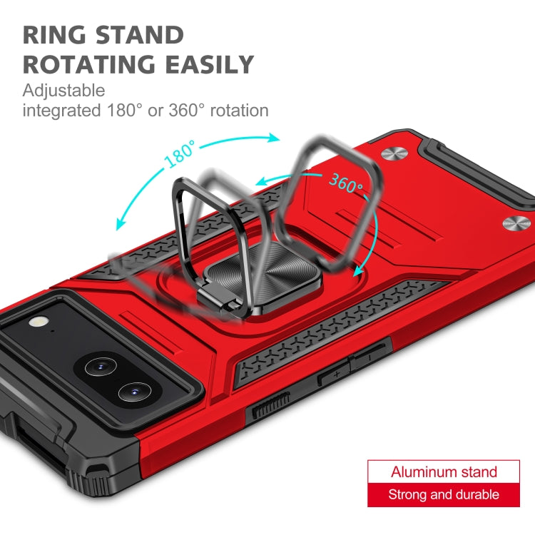 For Google Pixel 7 Magnetic Armor Shockproof TPU + PC Phone Case with Metal Ring Holder