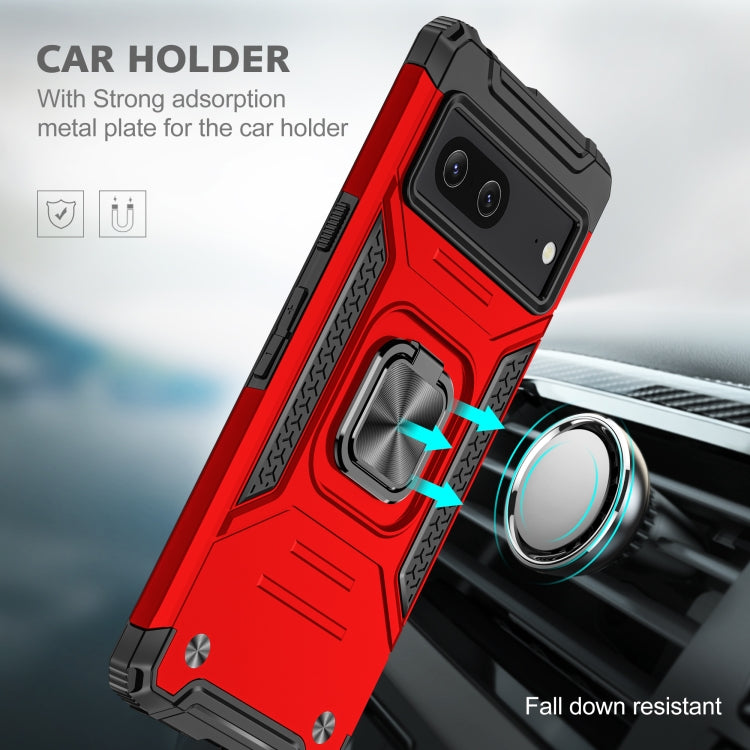 For Google Pixel 7 Magnetic Armor Shockproof TPU + PC Phone Case with Metal Ring Holder
