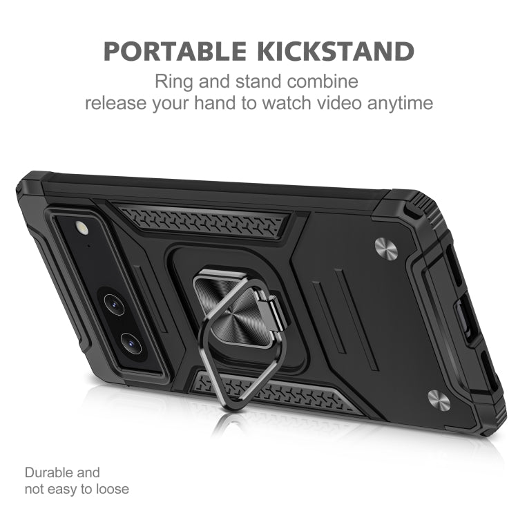 For Google Pixel 7 Magnetic Armor Shockproof TPU + PC Phone Case with Metal Ring Holder