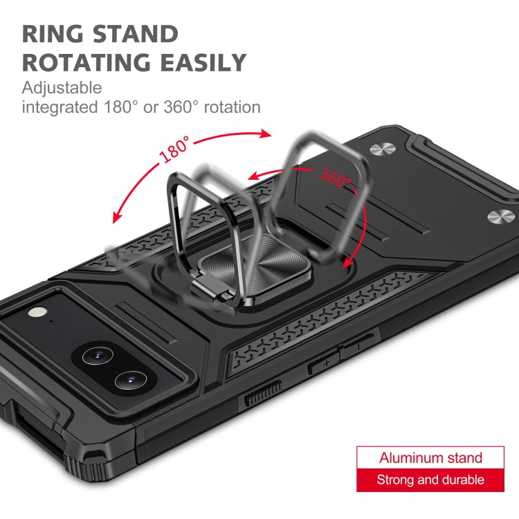 For Google Pixel 7 Magnetic Armor Shockproof TPU + PC Phone Case with Metal Ring Holder