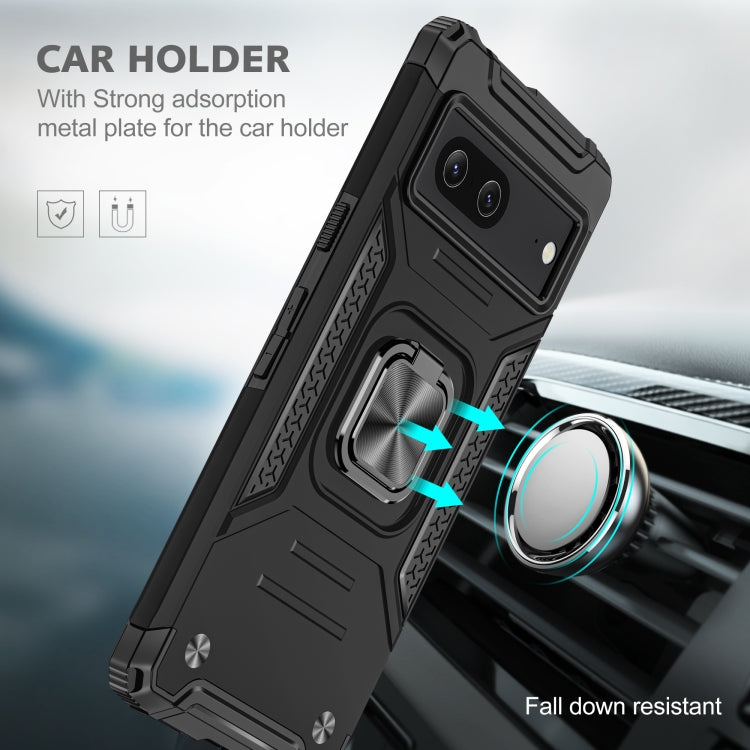 For Google Pixel 7 Magnetic Armor Shockproof TPU + PC Phone Case with Metal Ring Holder