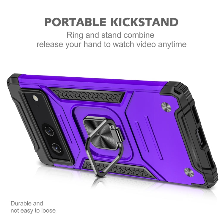 For Google Pixel 7 Magnetic Armor Shockproof TPU + PC Phone Case with Metal Ring Holder