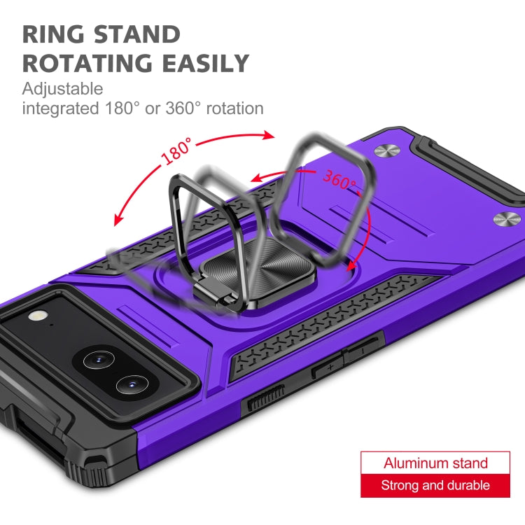 For Google Pixel 7 Magnetic Armor Shockproof TPU + PC Phone Case with Metal Ring Holder