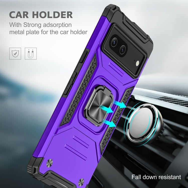 For Google Pixel 7 Magnetic Armor Shockproof TPU + PC Phone Case with Metal Ring Holder
