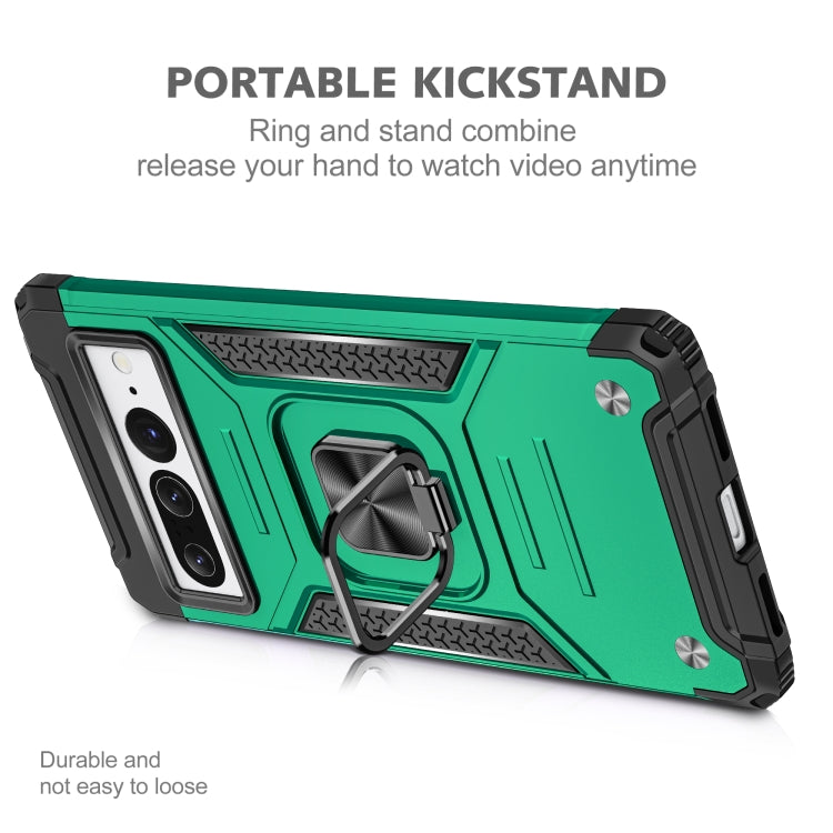 For Google Pixel 7 Pro Magnetic Armor Shockproof TPU + PC Phone Case with Metal Ring Holder