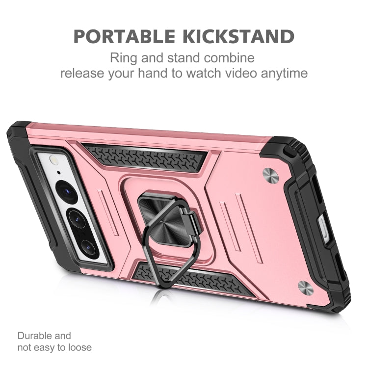 For Google Pixel 7 Pro Magnetic Armor Shockproof TPU + PC Phone Case with Metal Ring Holder