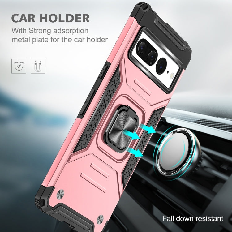 For Google Pixel 7 Pro Magnetic Armor Shockproof TPU + PC Phone Case with Metal Ring Holder