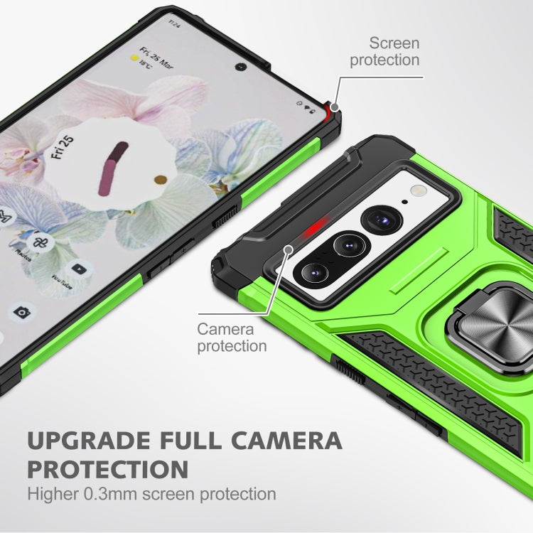 For Google Pixel 7 Pro Magnetic Armor Shockproof TPU + PC Phone Case with Metal Ring Holder