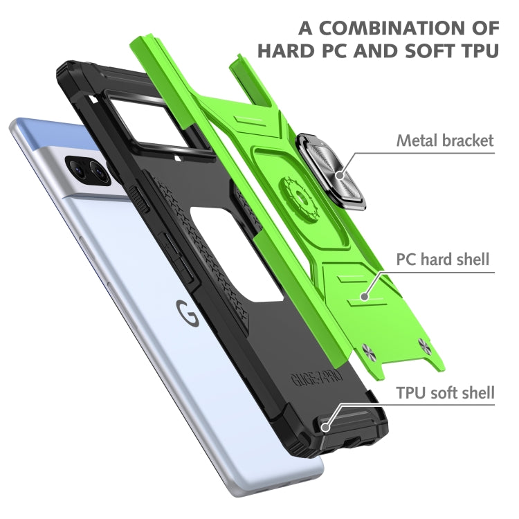 For Google Pixel 7 Pro Magnetic Armor Shockproof TPU + PC Phone Case with Metal Ring Holder