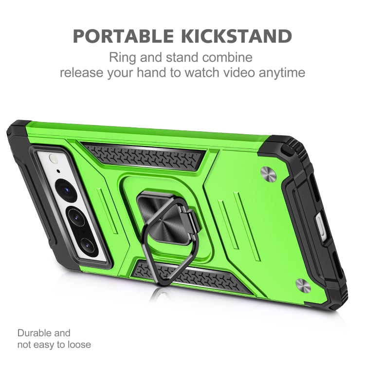 For Google Pixel 7 Pro Magnetic Armor Shockproof TPU + PC Phone Case with Metal Ring Holder