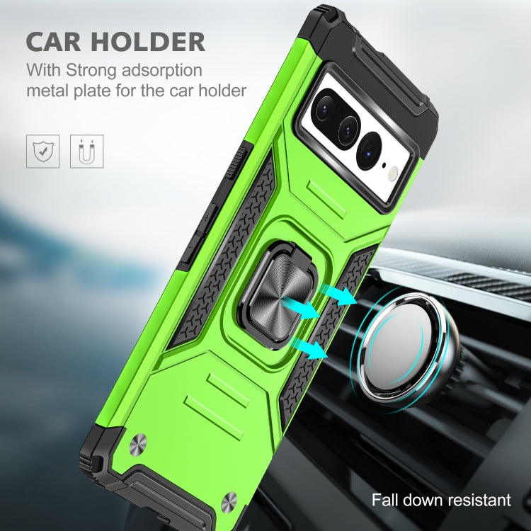 For Google Pixel 7 Pro Magnetic Armor Shockproof TPU + PC Phone Case with Metal Ring Holder