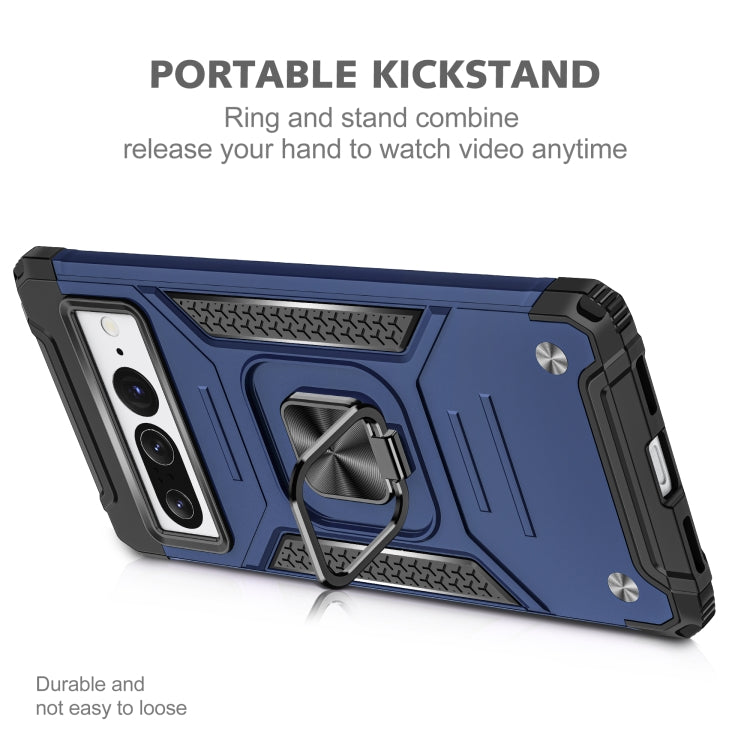 For Google Pixel 7 Pro Magnetic Armor Shockproof TPU + PC Phone Case with Metal Ring Holder