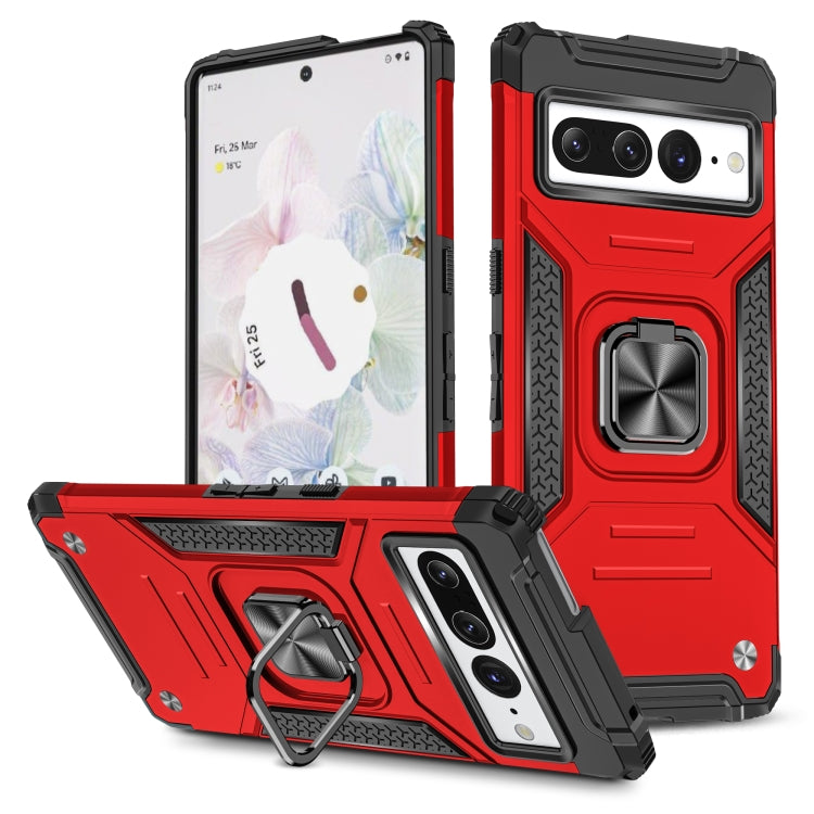 For Google Pixel 7 Pro Magnetic Armor Shockproof TPU + PC Phone Case with Metal Ring Holder