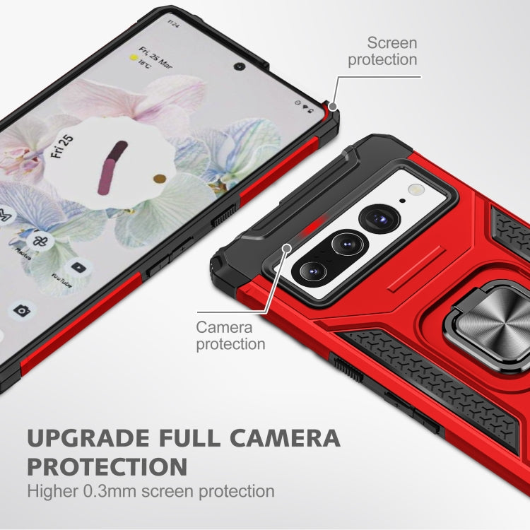 For Google Pixel 7 Pro Magnetic Armor Shockproof TPU + PC Phone Case with Metal Ring Holder