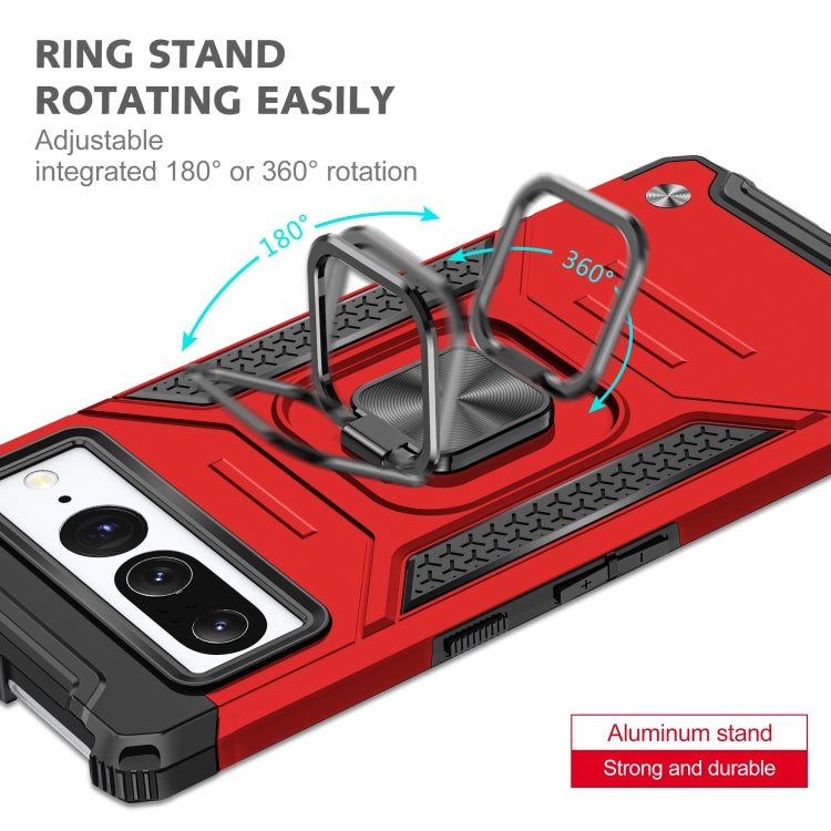 For Google Pixel 7 Pro Magnetic Armor Shockproof TPU + PC Phone Case with Metal Ring Holder