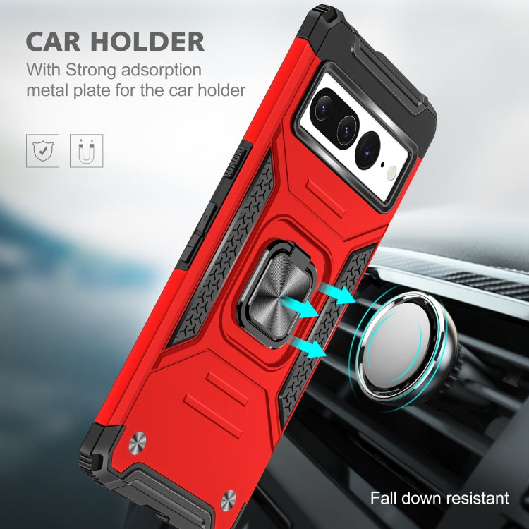 For Google Pixel 7 Pro Magnetic Armor Shockproof TPU + PC Phone Case with Metal Ring Holder