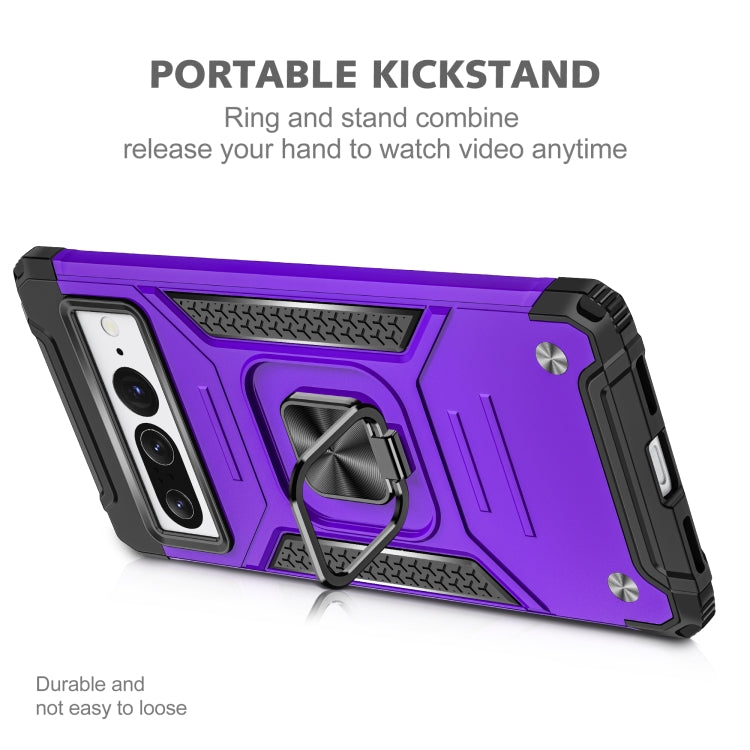 For Google Pixel 7 Pro Magnetic Armor Shockproof TPU + PC Phone Case with Metal Ring Holder