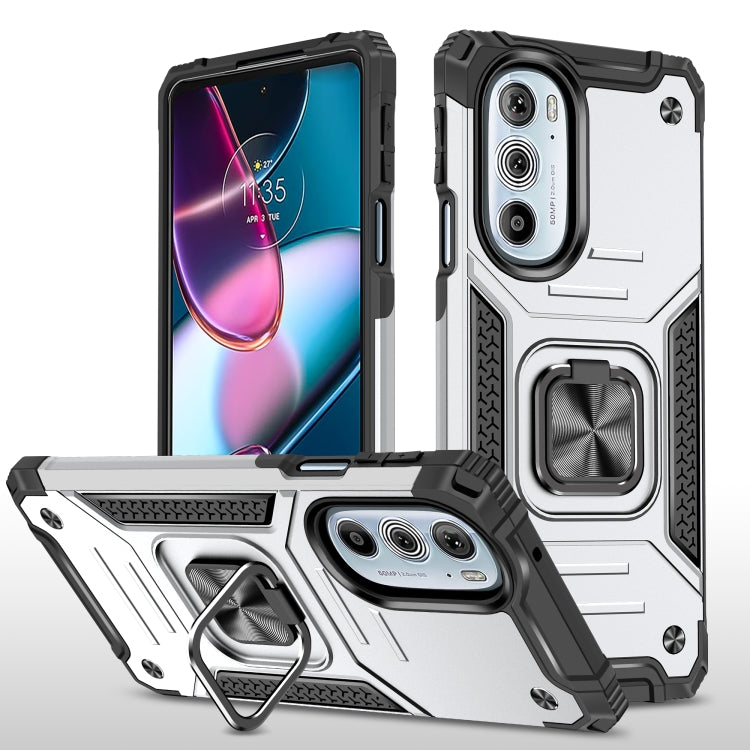 For Motorola Edge 30 Pro Magnetic Armor Shockproof TPU + PC Phone Case with Metal Ring Holder