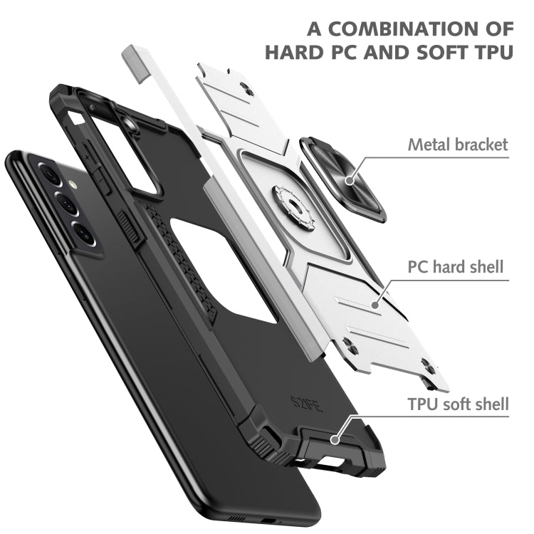 For Motorola Edge 30 Pro Magnetic Armor Shockproof TPU + PC Phone Case with Metal Ring Holder