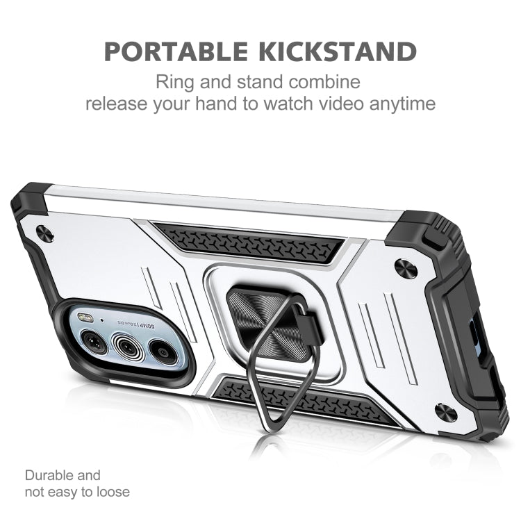 For Motorola Edge 30 Pro Magnetic Armor Shockproof TPU + PC Phone Case with Metal Ring Holder