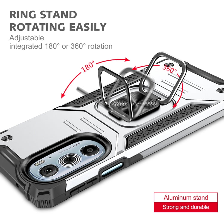 For Motorola Edge 30 Pro Magnetic Armor Shockproof TPU + PC Phone Case with Metal Ring Holder