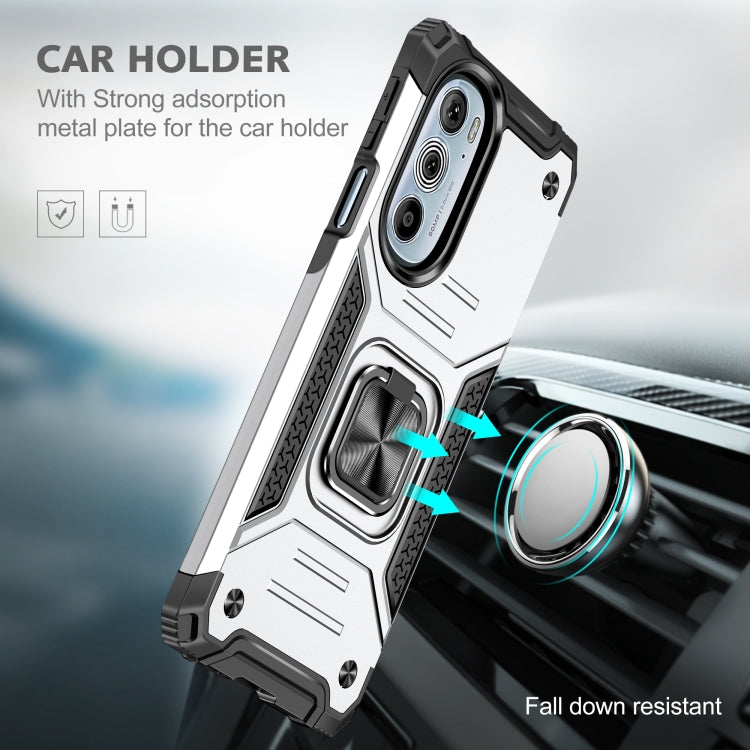 For Motorola Edge 30 Pro Magnetic Armor Shockproof TPU + PC Phone Case with Metal Ring Holder