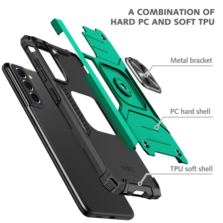 For Motorola Edge 30 Pro Magnetic Armor Shockproof TPU + PC Phone Case with Metal Ring Holder
