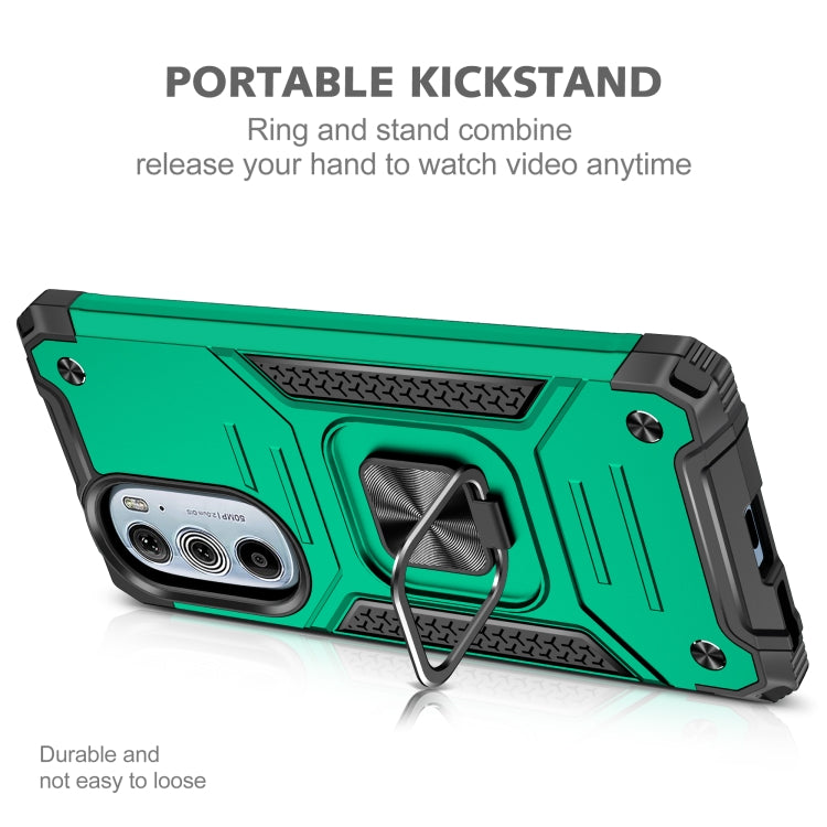 For Motorola Edge 30 Pro Magnetic Armor Shockproof TPU + PC Phone Case with Metal Ring Holder