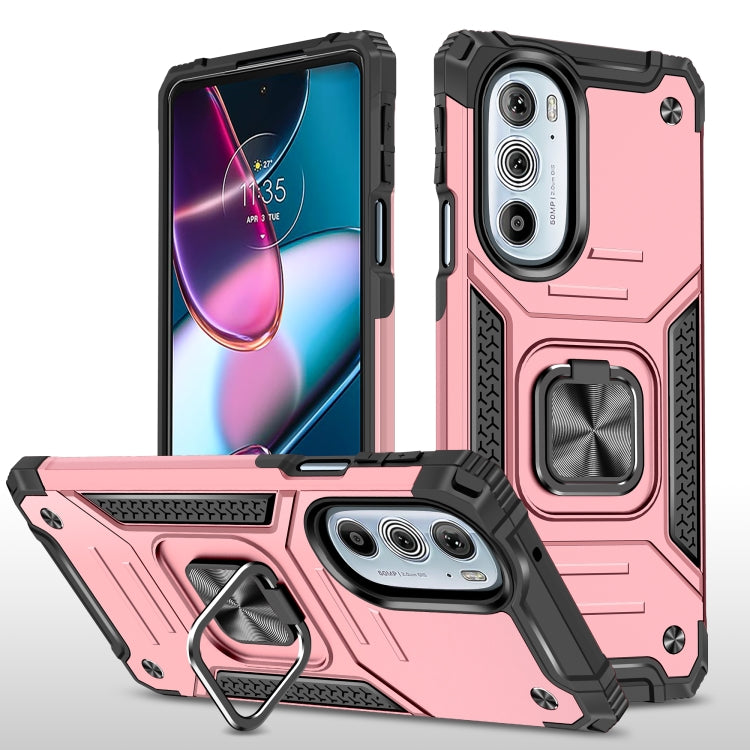 For Motorola Edge 30 Pro Magnetic Armor Shockproof TPU + PC Phone Case with Metal Ring Holder
