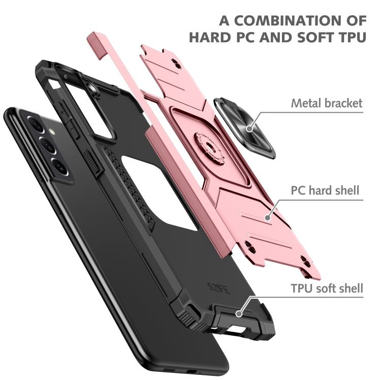 For Motorola Edge 30 Pro Magnetic Armor Shockproof TPU + PC Phone Case with Metal Ring Holder