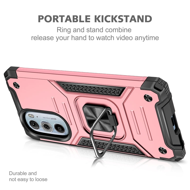 For Motorola Edge 30 Pro Magnetic Armor Shockproof TPU + PC Phone Case with Metal Ring Holder