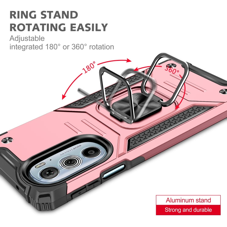 For Motorola Edge 30 Pro Magnetic Armor Shockproof TPU + PC Phone Case with Metal Ring Holder