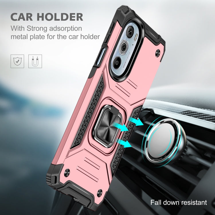 For Motorola Edge 30 Pro Magnetic Armor Shockproof TPU + PC Phone Case with Metal Ring Holder