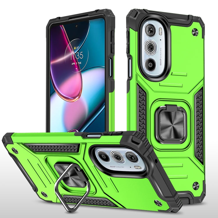 For Motorola Edge 30 Pro Magnetic Armor Shockproof TPU + PC Phone Case with Metal Ring Holder