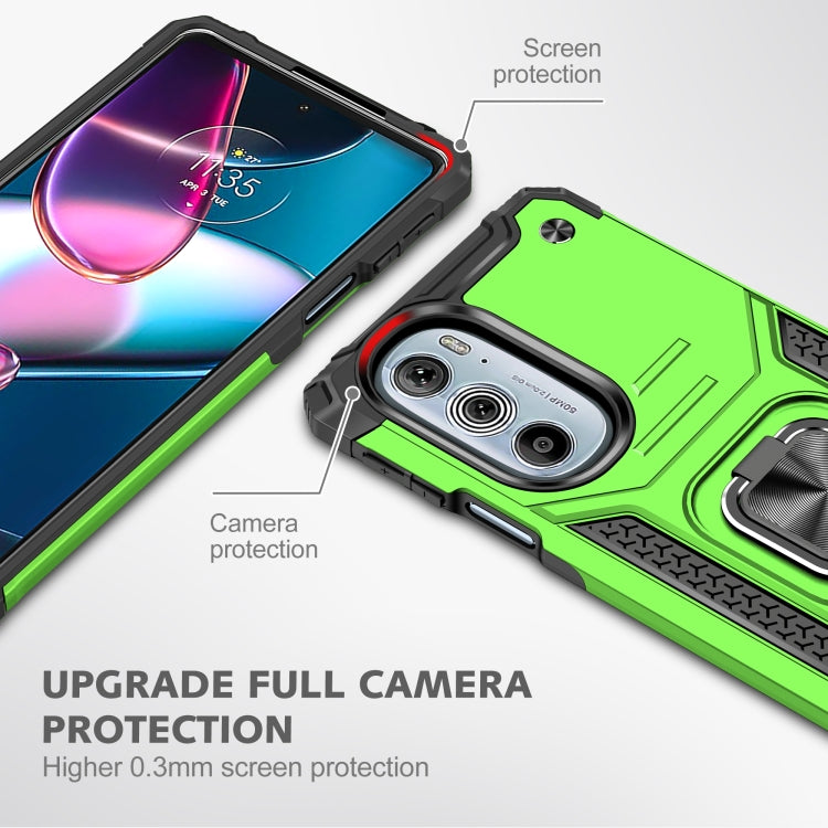 For Motorola Edge 30 Pro Magnetic Armor Shockproof TPU + PC Phone Case with Metal Ring Holder