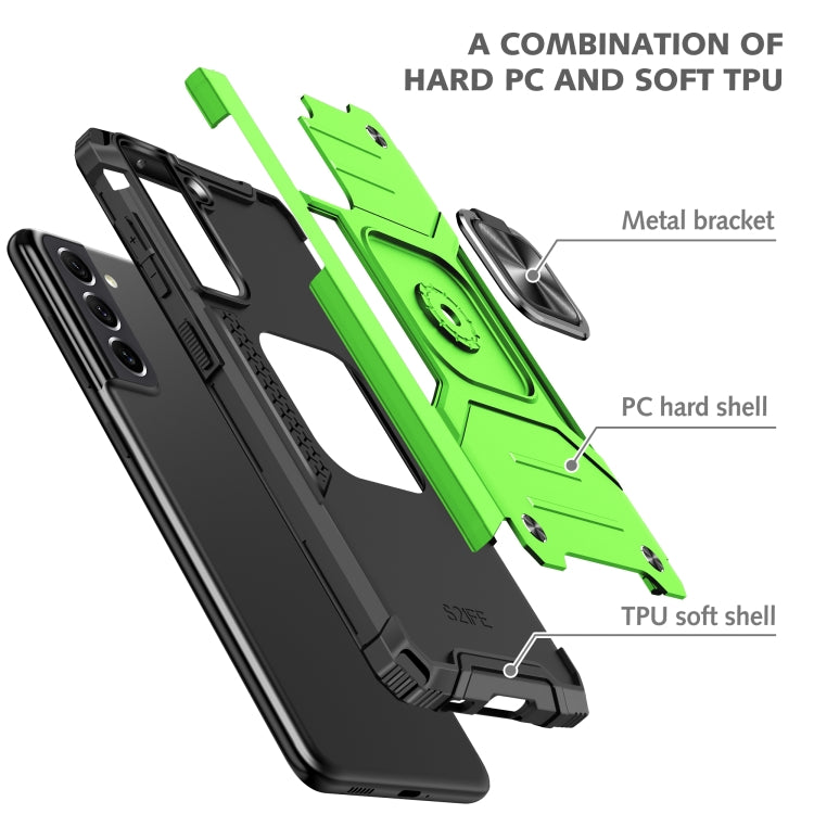 For Motorola Edge 30 Pro Magnetic Armor Shockproof TPU + PC Phone Case with Metal Ring Holder