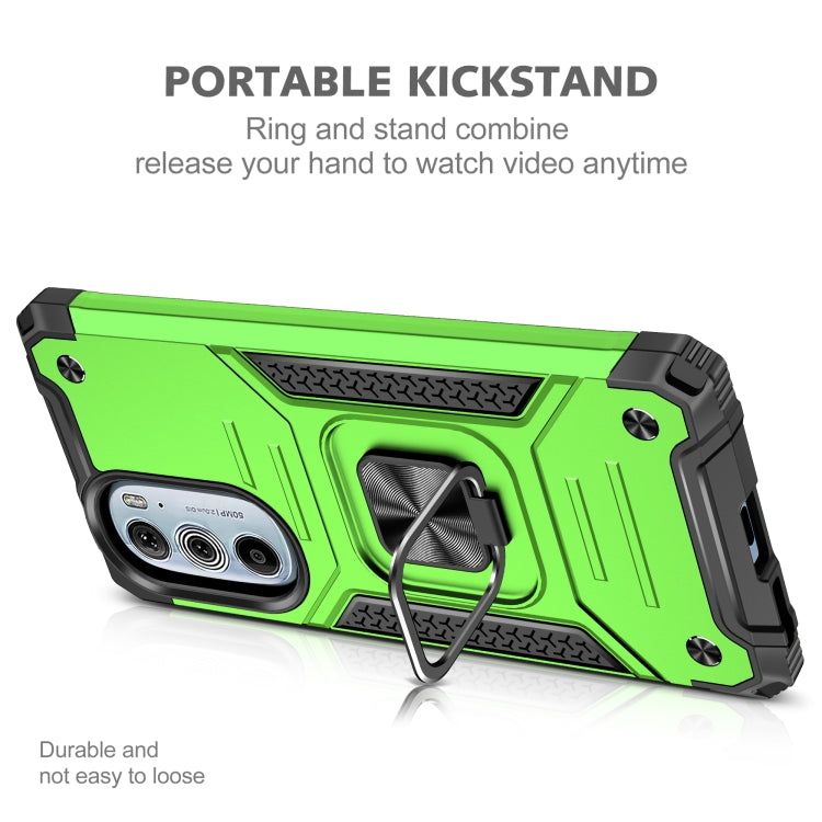 For Motorola Edge 30 Pro Magnetic Armor Shockproof TPU + PC Phone Case with Metal Ring Holder