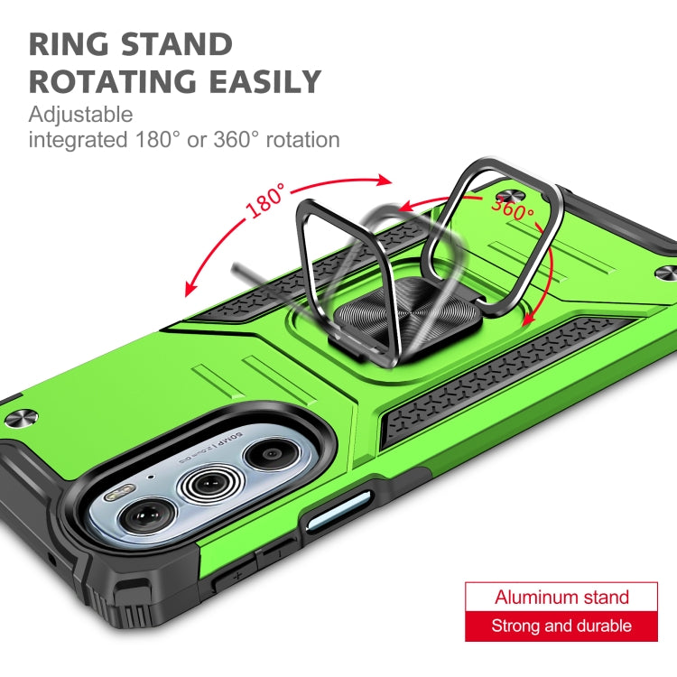 For Motorola Edge 30 Pro Magnetic Armor Shockproof TPU + PC Phone Case with Metal Ring Holder