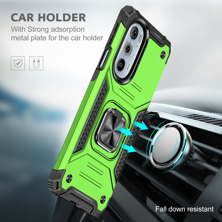 For Motorola Edge 30 Pro Magnetic Armor Shockproof TPU + PC Phone Case with Metal Ring Holder