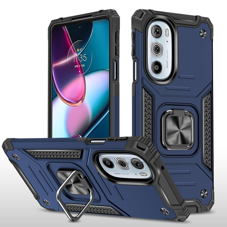 For Motorola Edge 30 Pro Magnetic Armor Shockproof TPU + PC Phone Case with Metal Ring Holder
