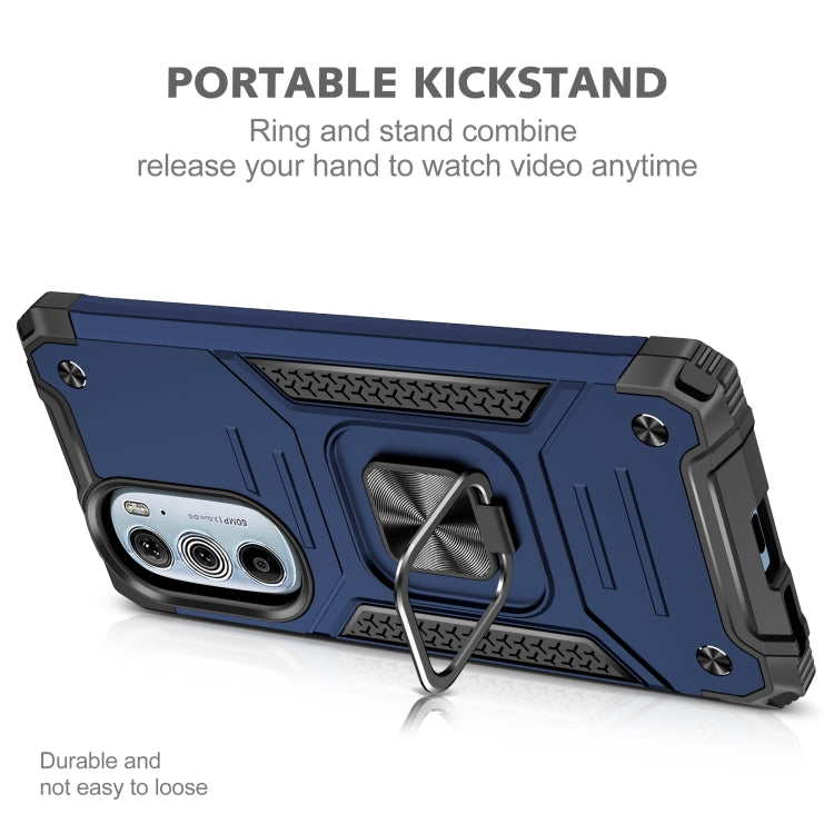 For Motorola Edge 30 Pro Magnetic Armor Shockproof TPU + PC Phone Case with Metal Ring Holder
