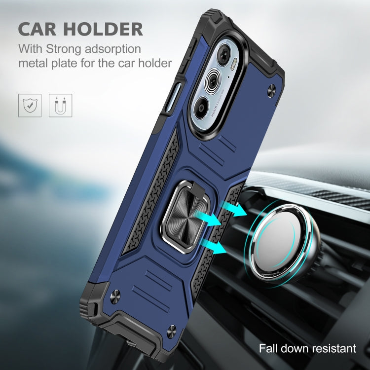 For Motorola Edge 30 Pro Magnetic Armor Shockproof TPU + PC Phone Case with Metal Ring Holder