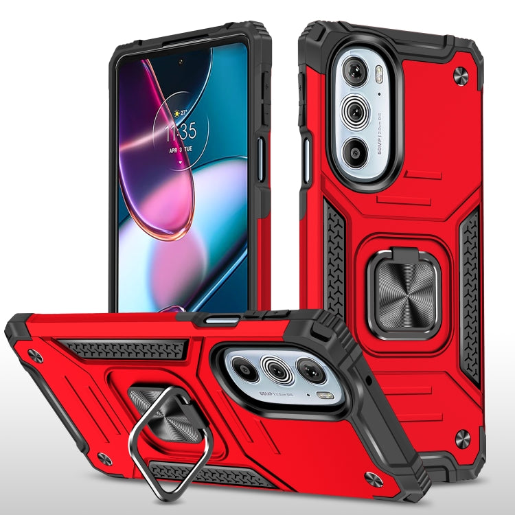 For Motorola Edge 30 Pro Magnetic Armor Shockproof TPU + PC Phone Case with Metal Ring Holder
